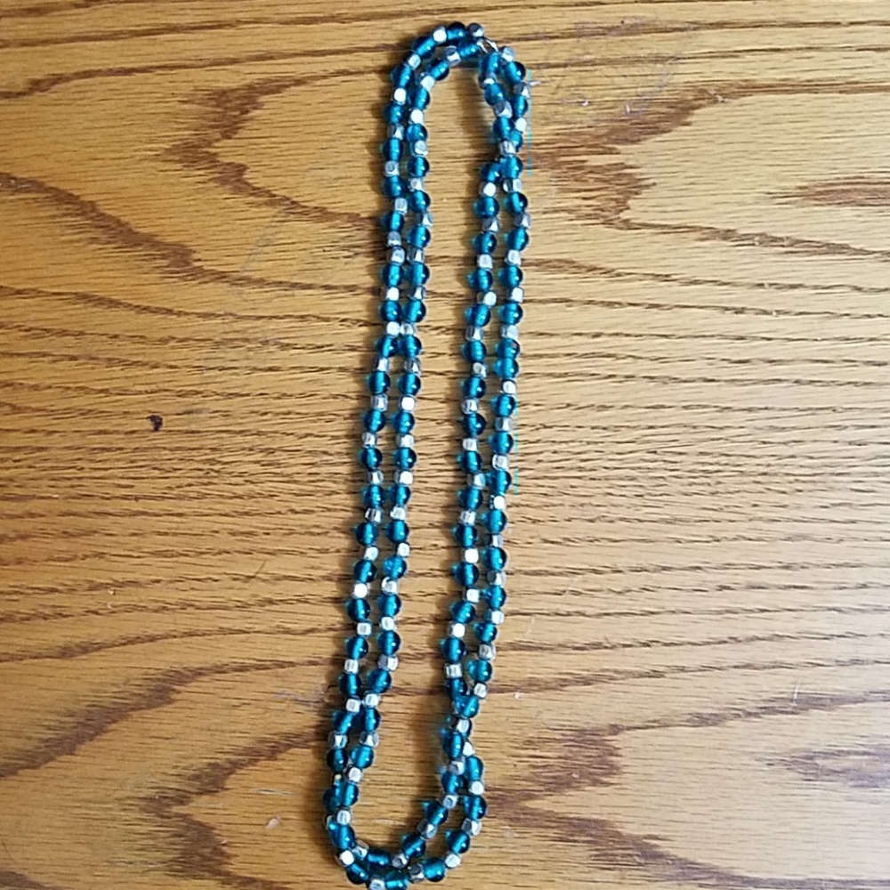 Teal and silver necklace